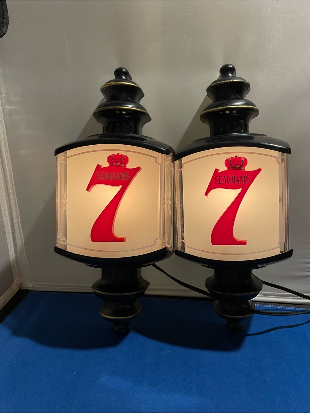 Pair Of Vintage Seagrams 7 Crown Wall Mounted Bar Sconces Lights 14” Tall